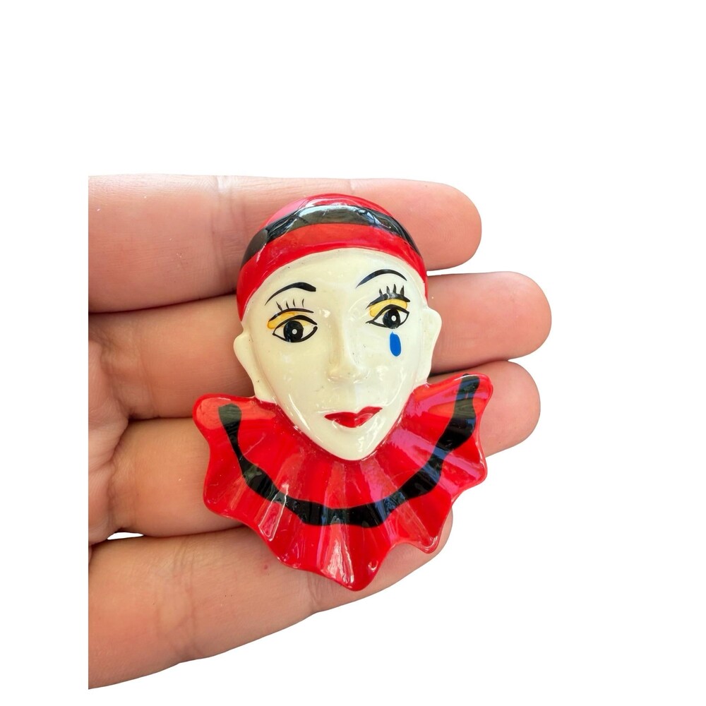 Enamelled Pierrot Brooch: French Clown Pin